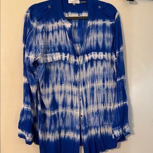 Calvin Klein Blue and White Button Down Shirt